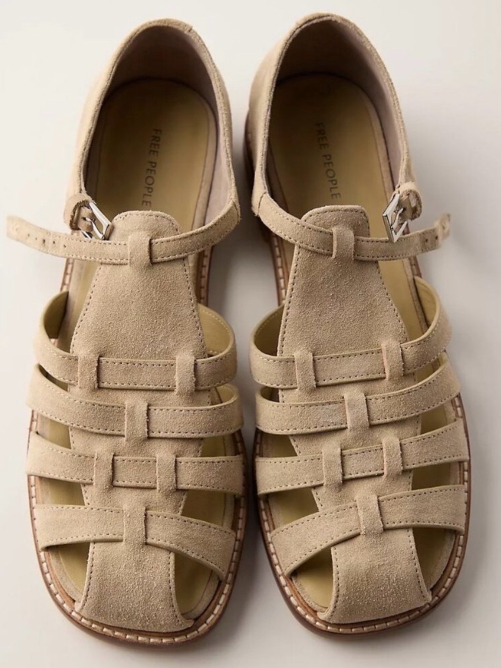 Free People Beige Suede Fisherman Sandals - Picture 6 of 9
